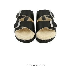 Alexander McQueen Black Sandals with Faux Fur Lining